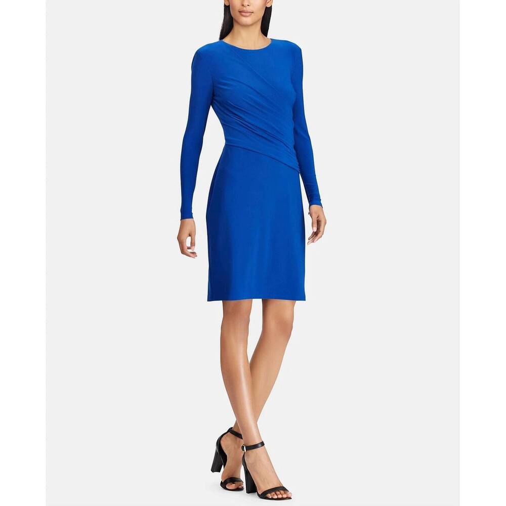 NEW AMERICAN LIVING shirred jersey dress in blue